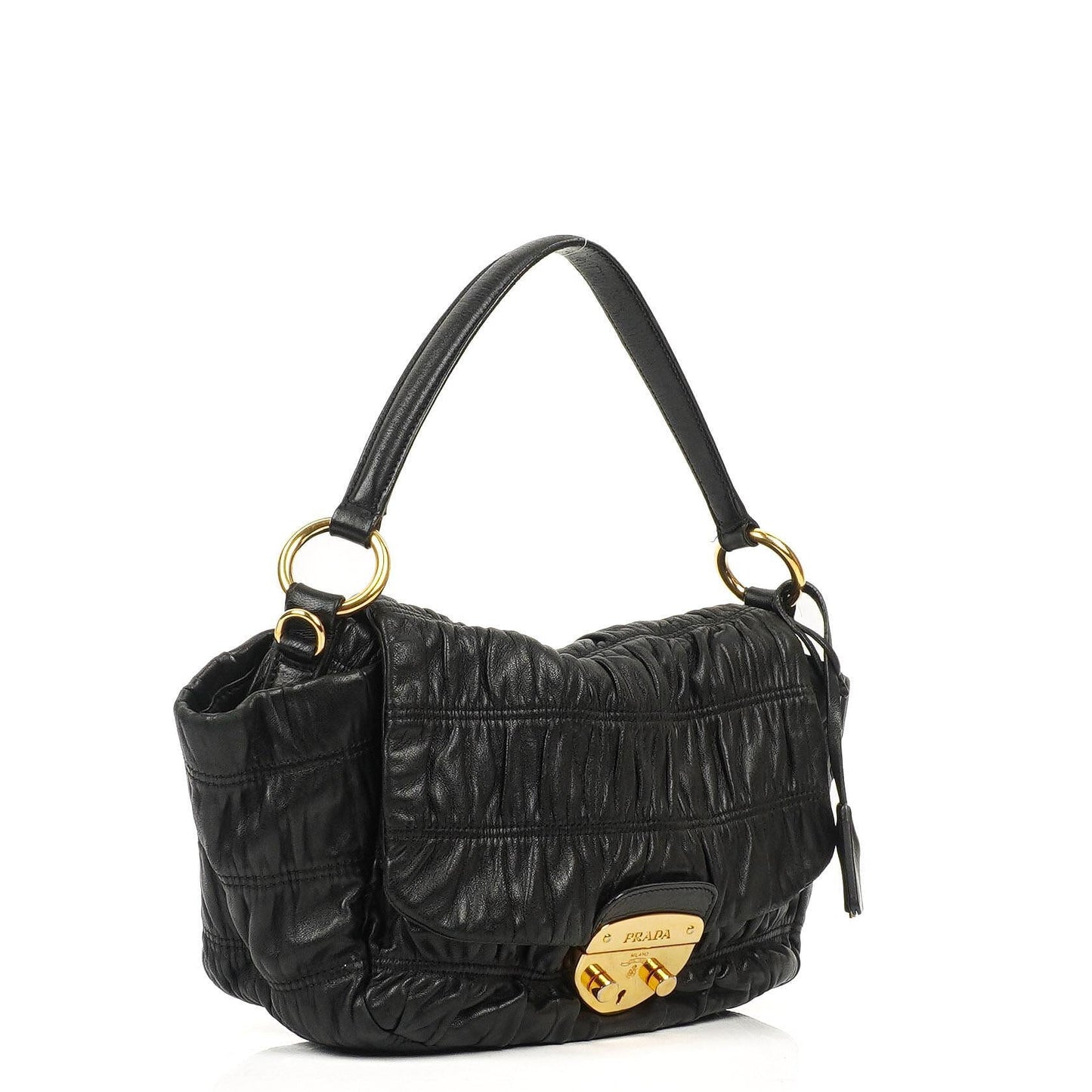 Prada Schwarze Nero Elegante Gaufre Klapptasche
