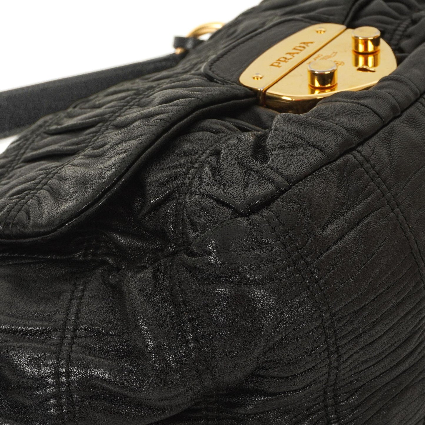 Prada Schwarze Nero Elegante Gaufre Klapptasche