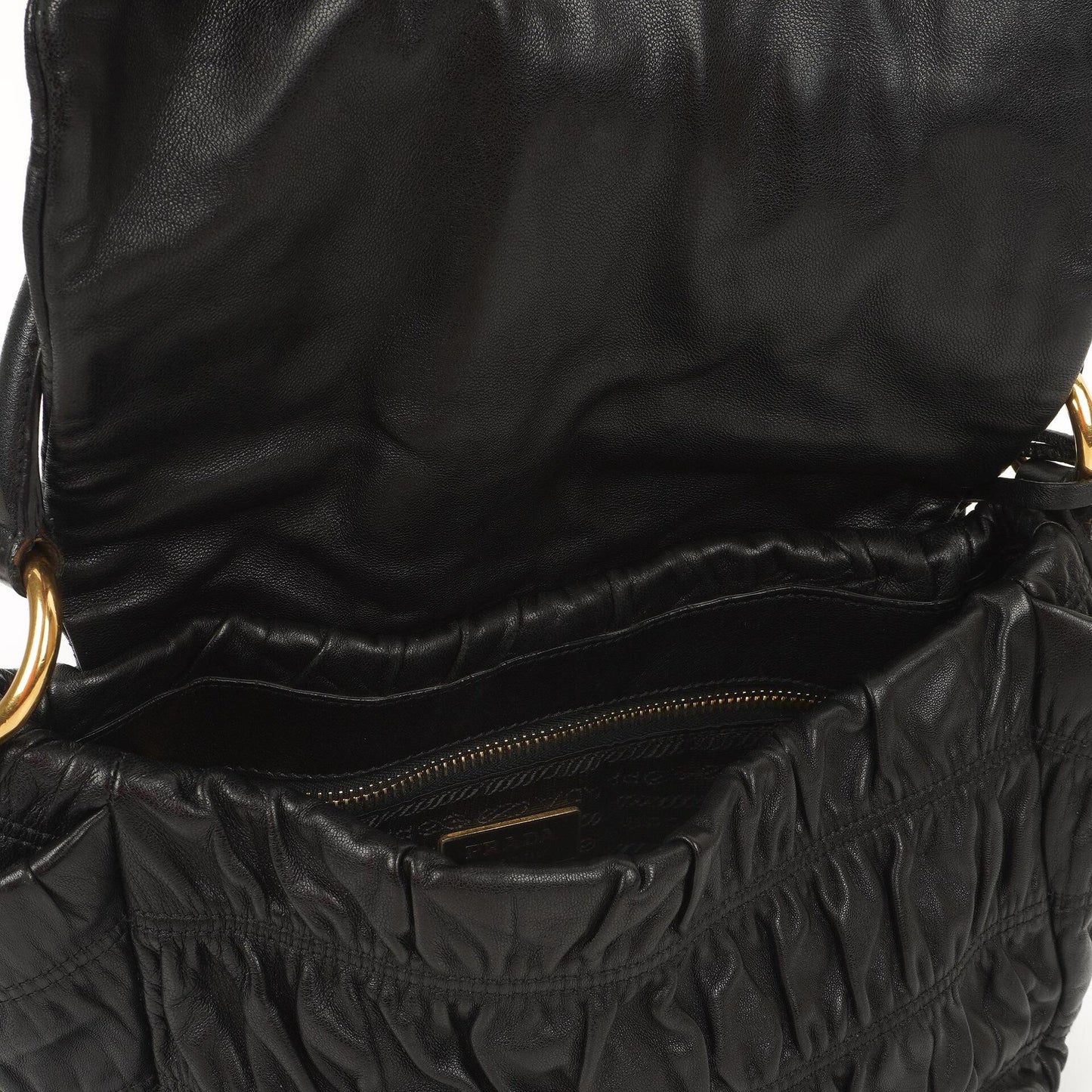 Prada Schwarze Nero Elegante Gaufre Klapptasche