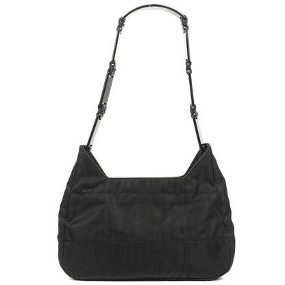 Prada Schwarze Nylon Emaillierte Metall Dreieck Obergriff Schultertasche