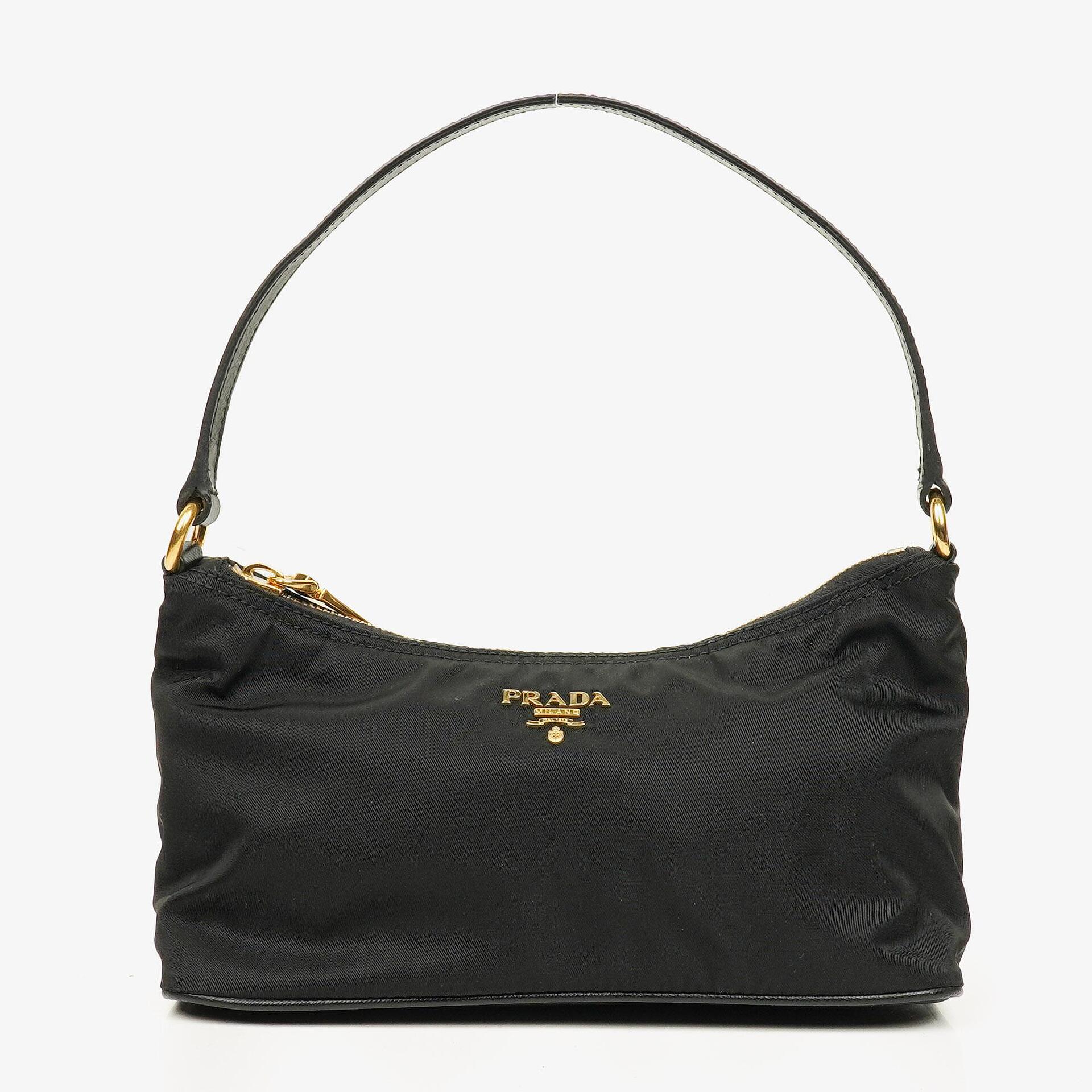 Prada Schultertasche aus schwarzem Tessuto und Saffiano-Leder