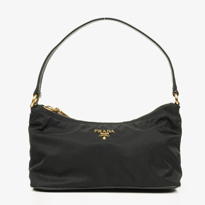 Prada Schultertasche aus schwarzem Tessuto und Saffiano-Leder