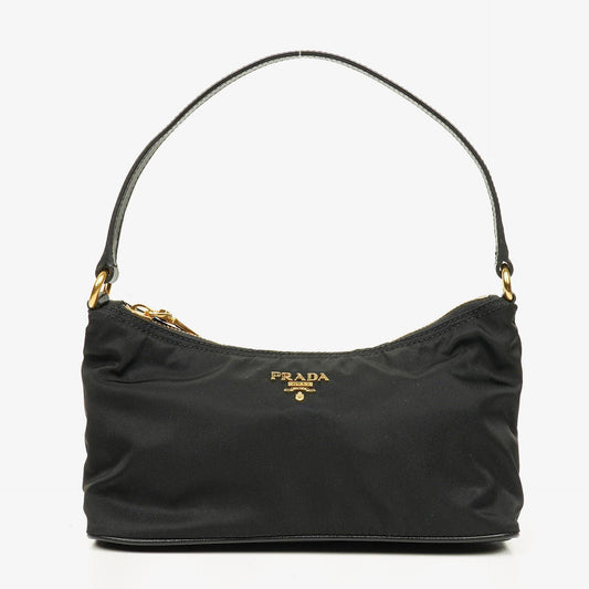 Prada Schultertasche aus schwarzem Tessuto und Saffiano-Leder