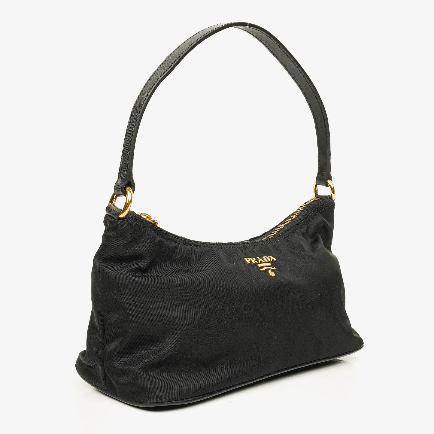 Prada Schultertasche aus schwarzem Tessuto und Saffiano-Leder