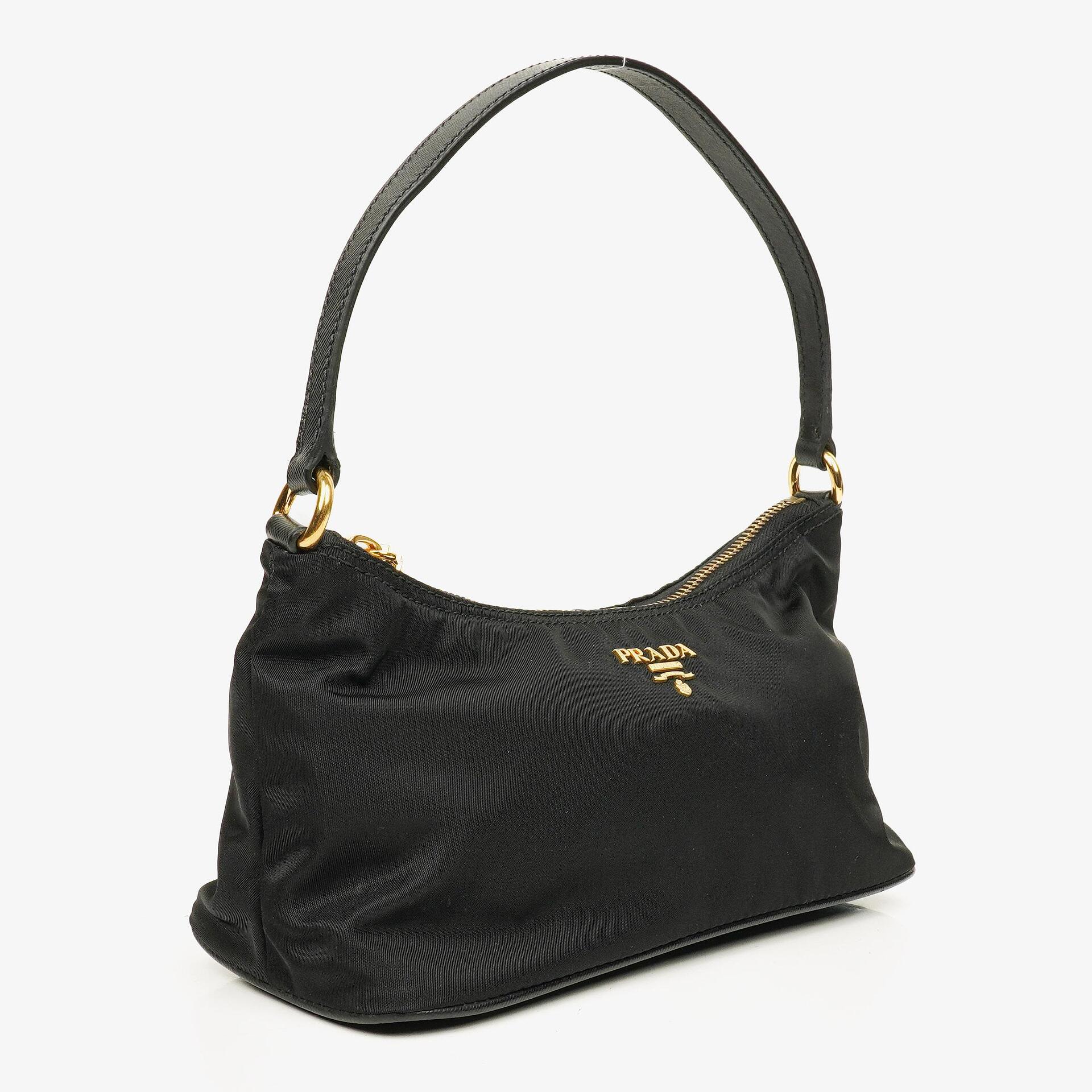 Prada Schultertasche aus schwarzem Tessuto und Saffiano-Leder