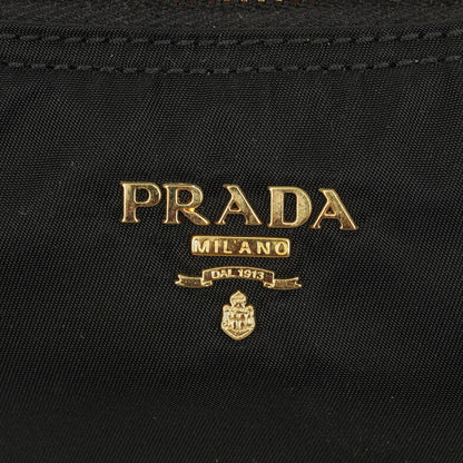 Prada Schultertasche aus schwarzem Tessuto und Saffiano-Leder