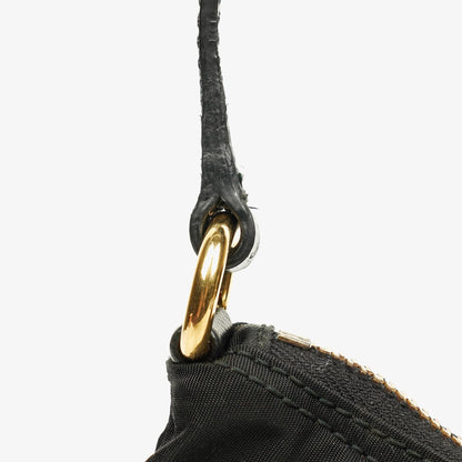Prada Schultertasche aus schwarzem Tessuto und Saffiano-Leder