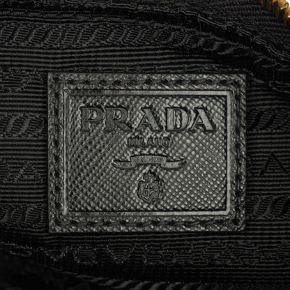 Prada Schultertasche aus schwarzem Tessuto und Saffiano-Leder