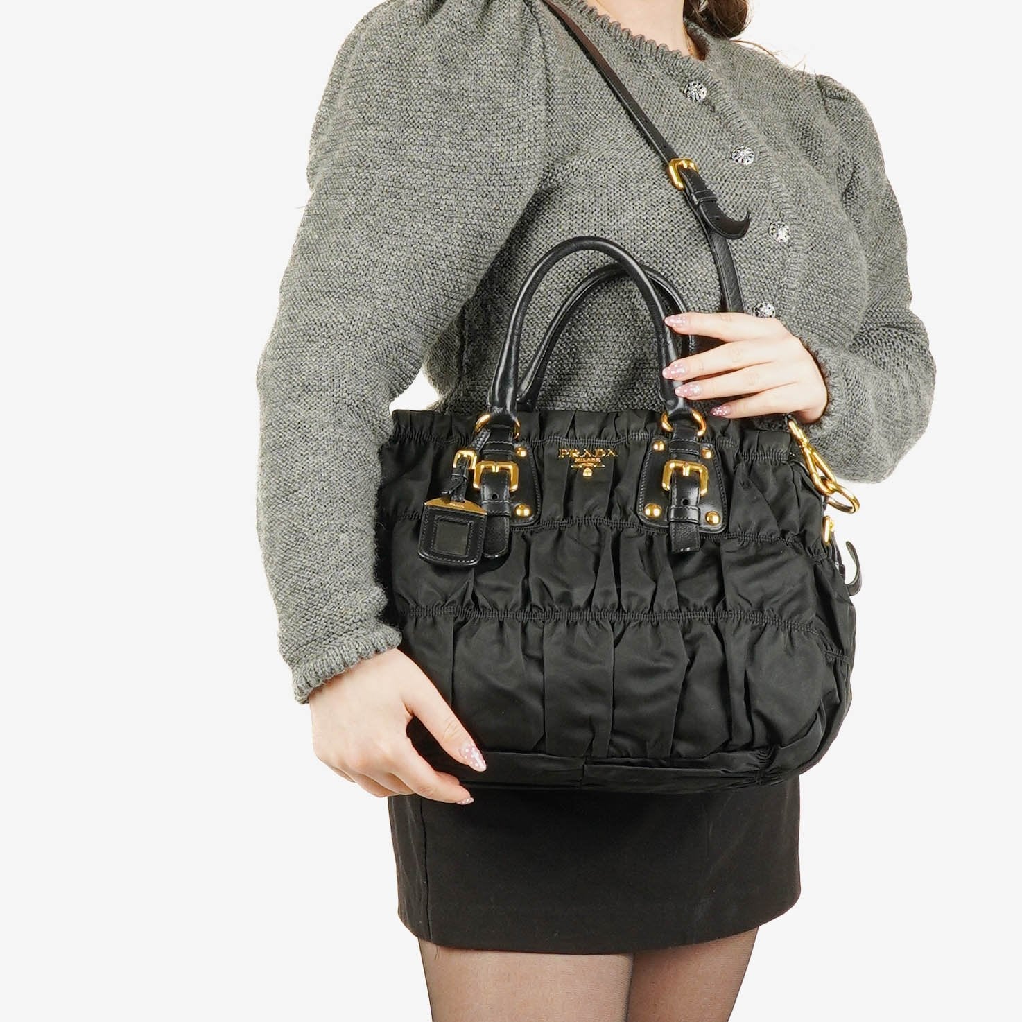 Prada Tessuto Gaufre Tasche aus schwarzem Nylon