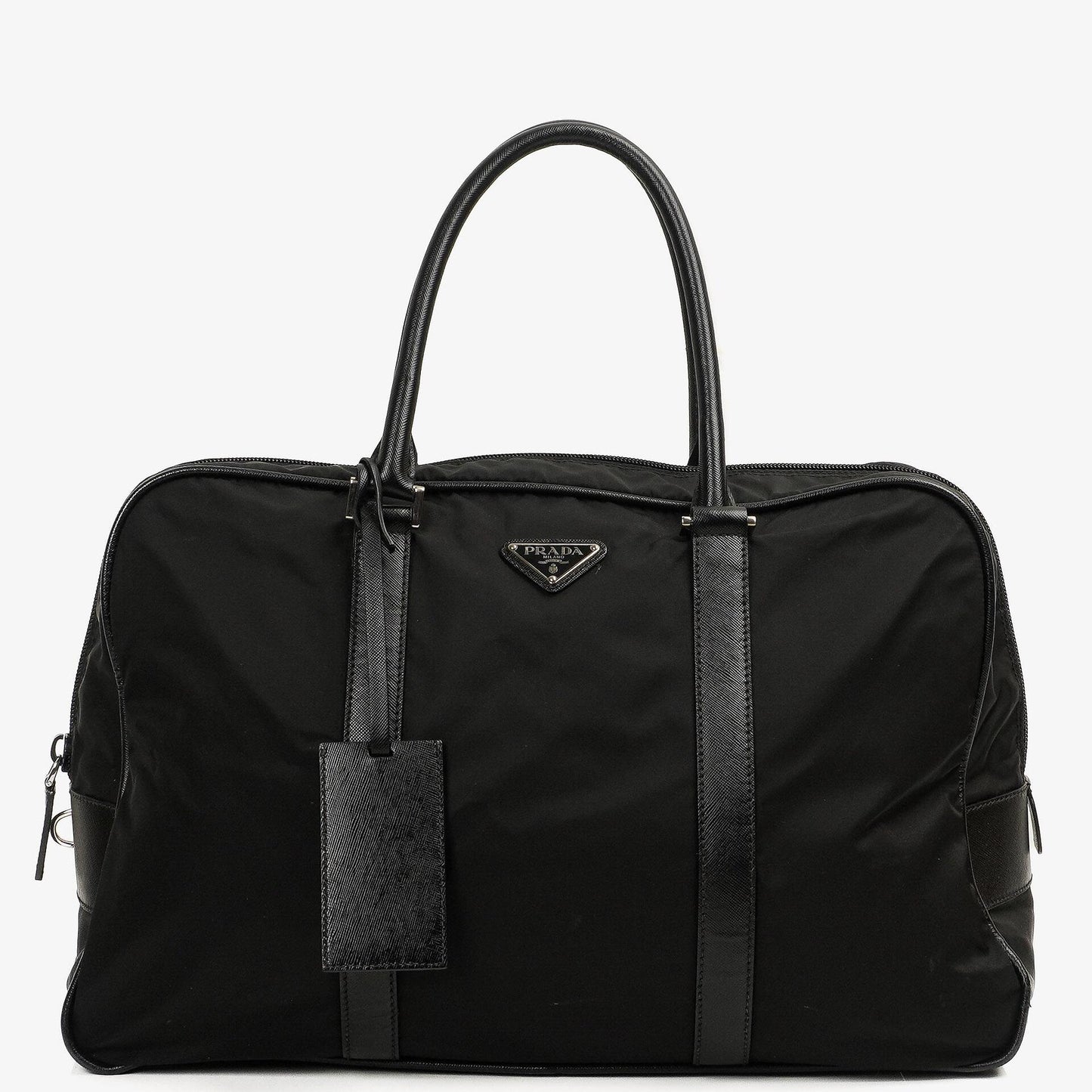 Prada Schwarze Tessuto Nylon Und Saffiano Leder Nero Duffle Bag