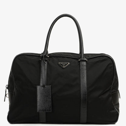 Prada Schwarze Tessuto Nylon Und Saffiano Leder Nero Duffle Bag