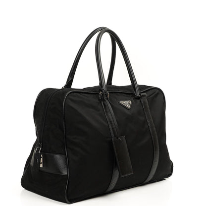 Prada Schwarze Tessuto Nylon Und Saffiano Leder Nero Duffle Bag