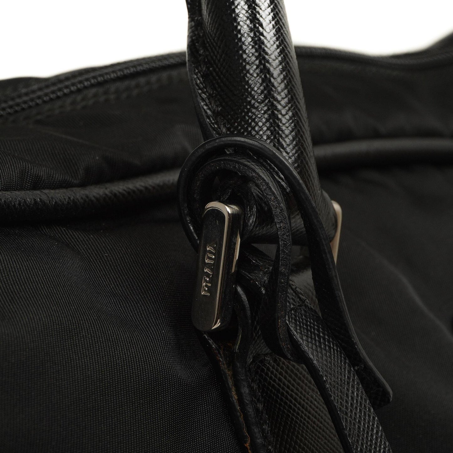 Prada Schwarze Tessuto Nylon Und Saffiano Leder Nero Duffle Bag