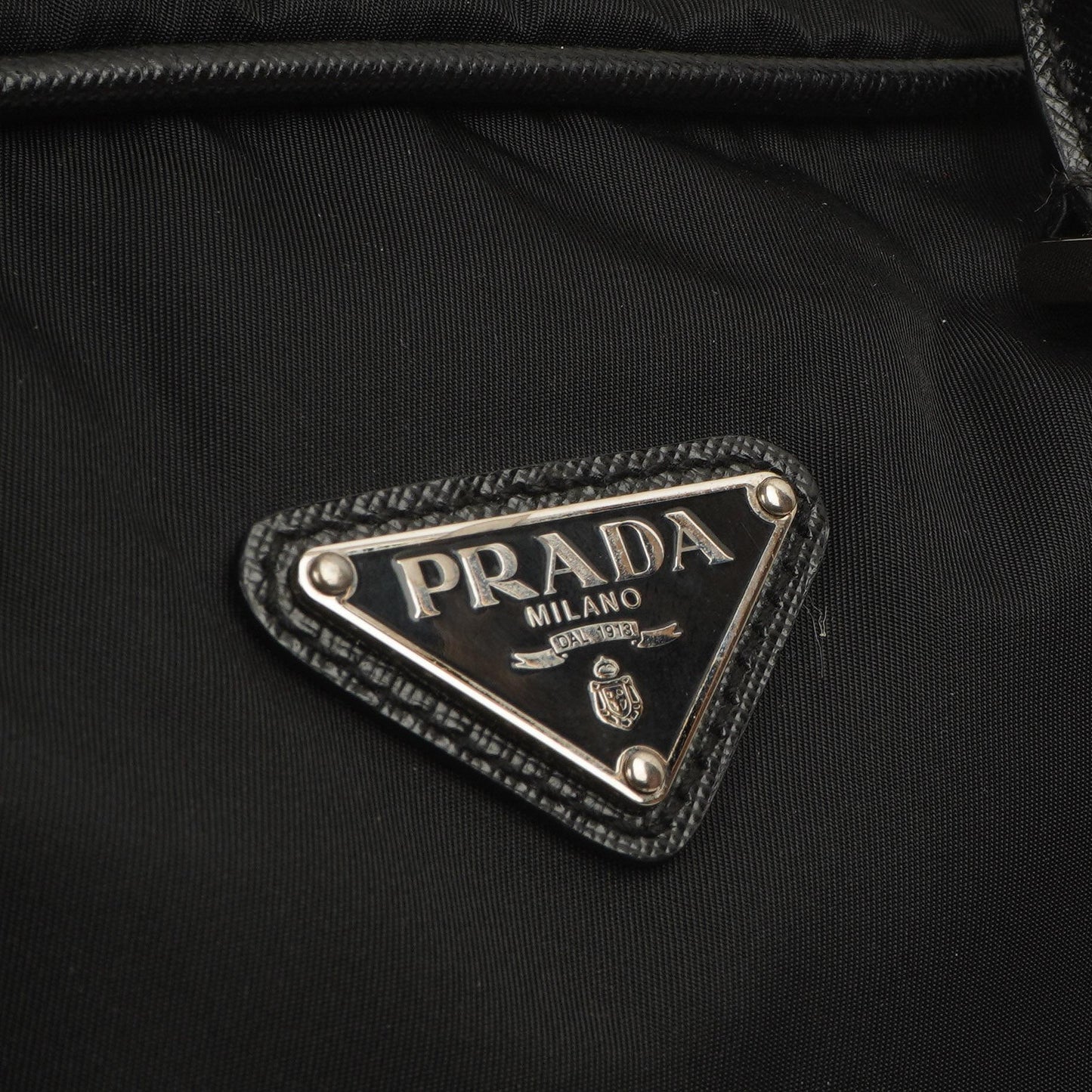 Prada Schwarze Tessuto Nylon Und Saffiano Leder Nero Duffle Bag
