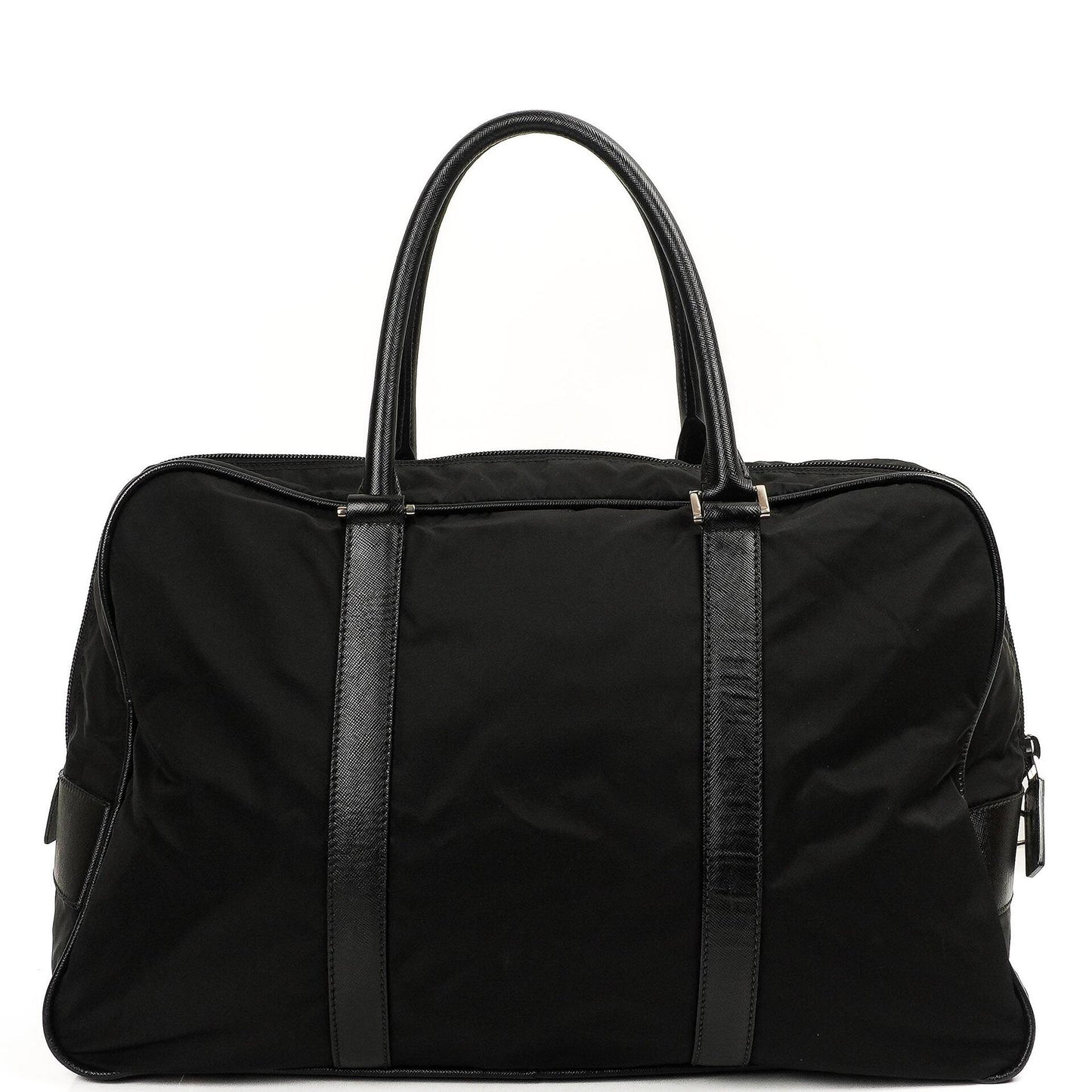 Prada Schwarze Tessuto Nylon Und Saffiano Leder Nero Duffle Bag