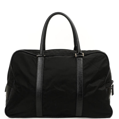 Prada Schwarze Tessuto Nylon Und Saffiano Leder Nero Duffle Bag