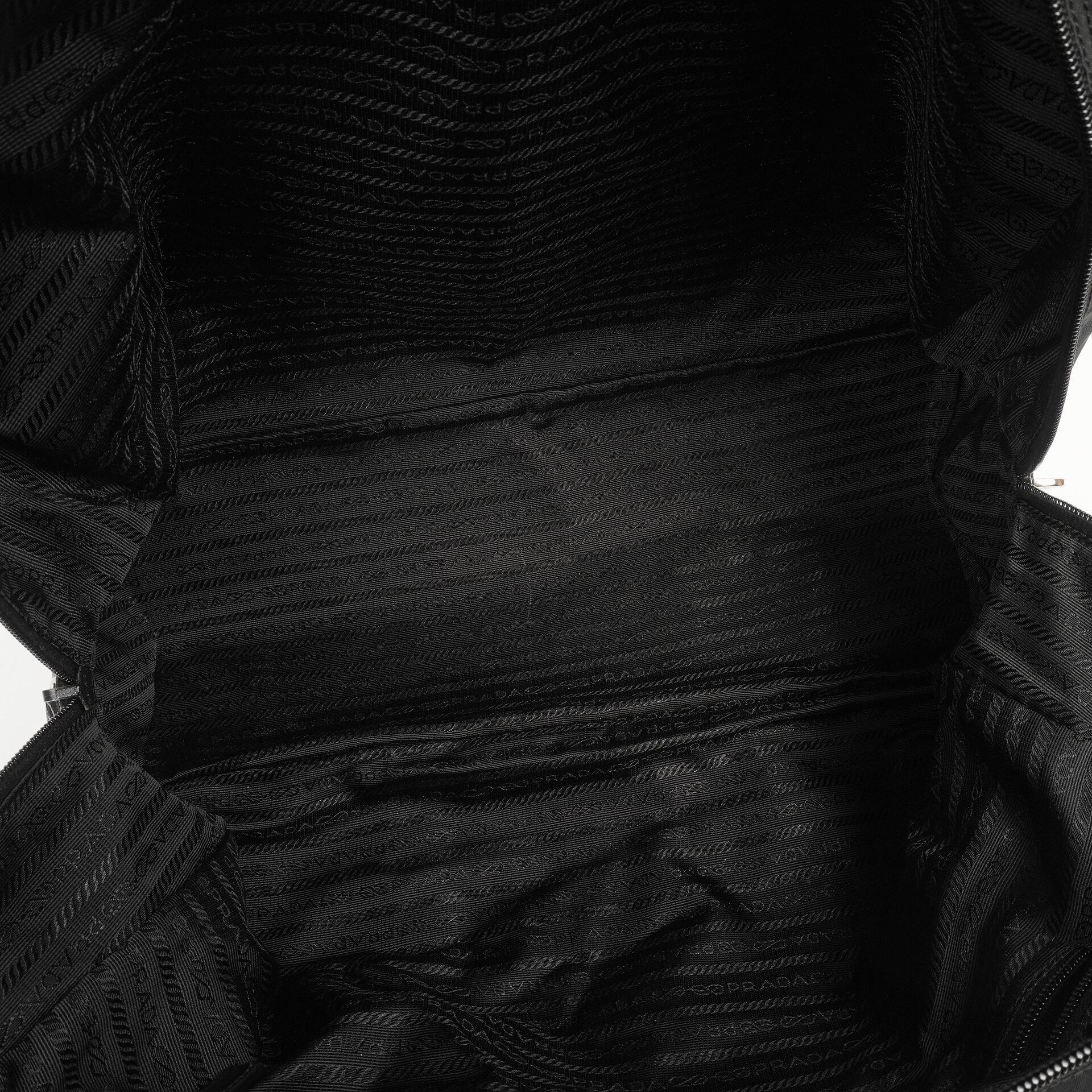 Prada Schwarze Tessuto Nylon Und Saffiano Leder Nero Duffle Bag