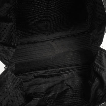 Prada Schwarze Tessuto Nylon Und Saffiano Leder Nero Duffle Bag