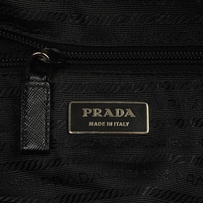 Prada Schwarze Tessuto Nylon Und Saffiano Leder Nero Duffle Bag