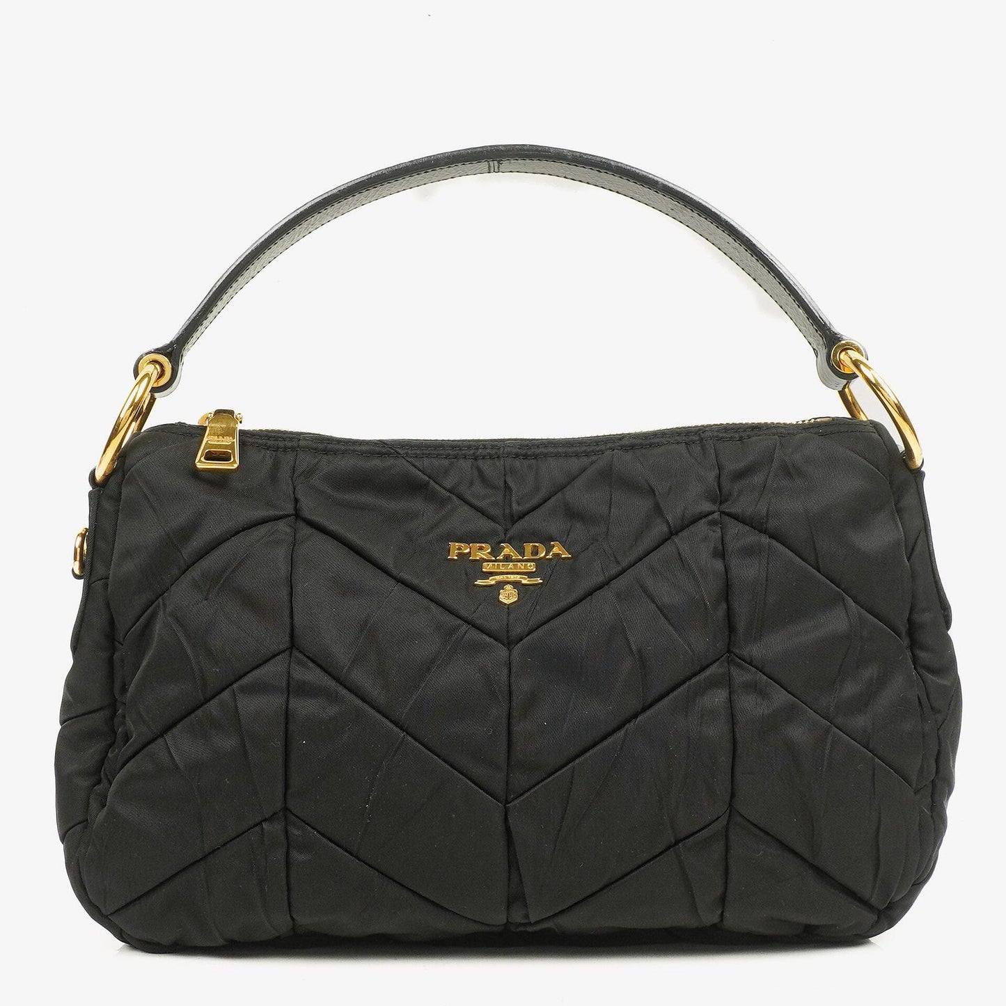 Prada schwarze Chevron-gesteppte Schultertasche aus Tessuto Nylon
