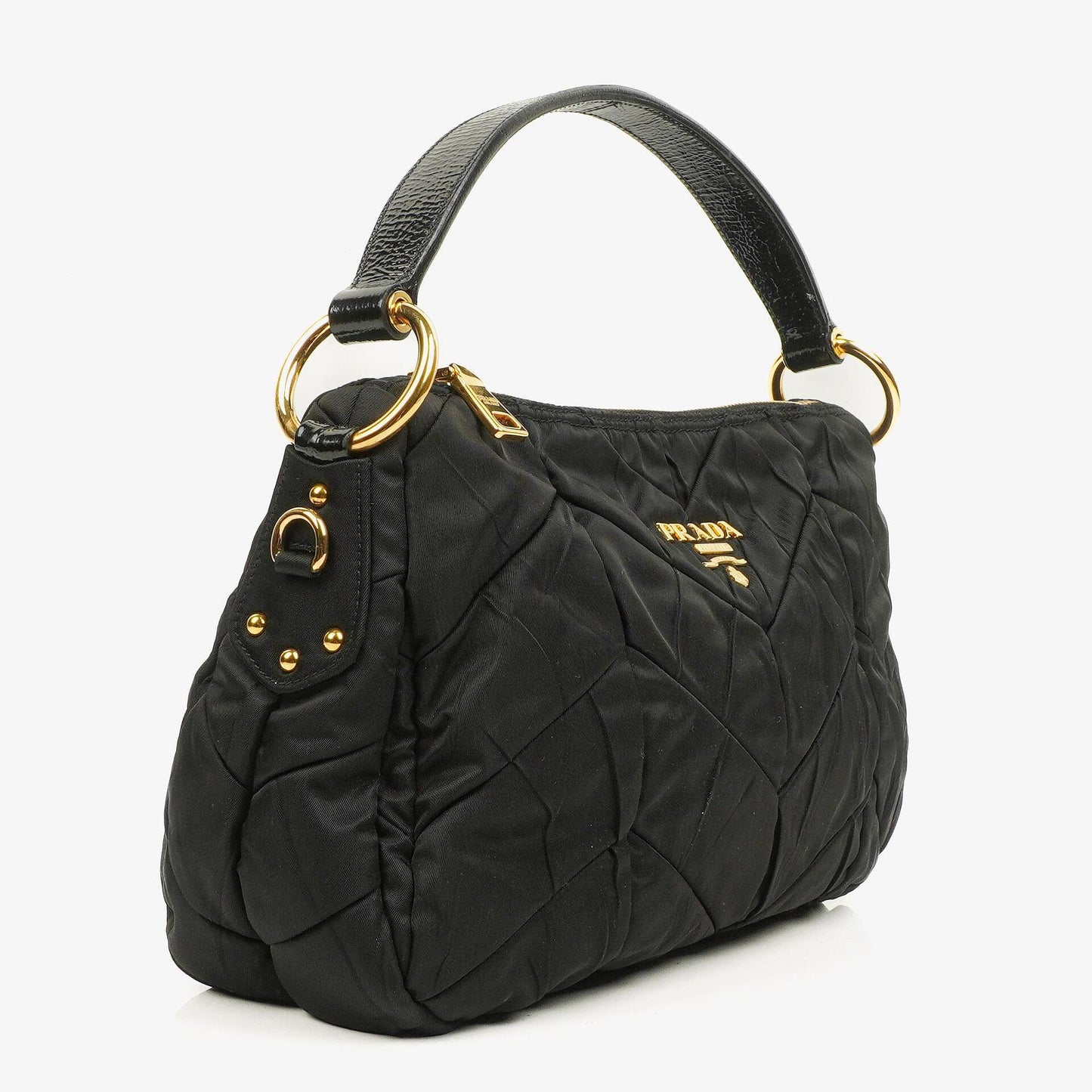 Prada schwarze Chevron-gesteppte Schultertasche aus Tessuto Nylon