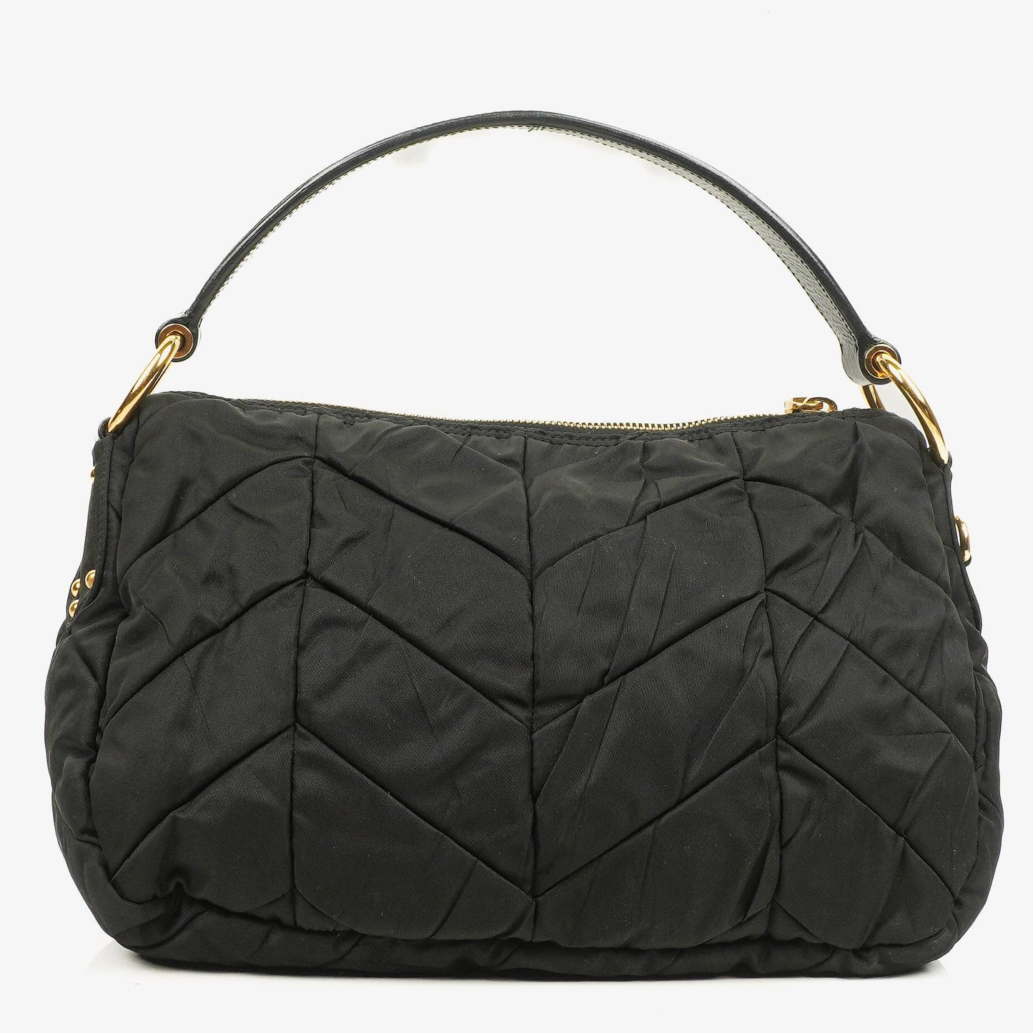 Prada schwarze Chevron-gesteppte Schultertasche aus Tessuto Nylon