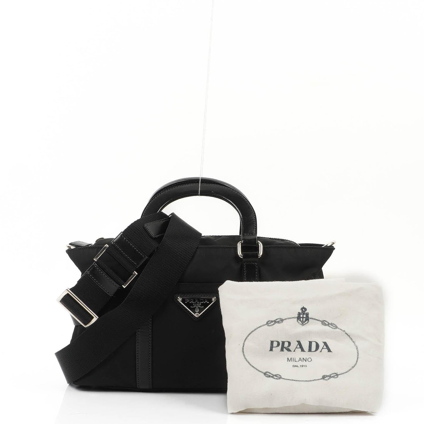 Prada Schultertasche aus schwarzem Tessuto Nylon