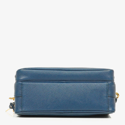 Prada Bleuette Saffiano Lux Umhängetasche mit Doppelreißverschluss