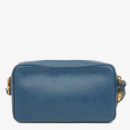 Prada Bleuette Saffiano Lux Umhängetasche mit Doppelreißverschluss