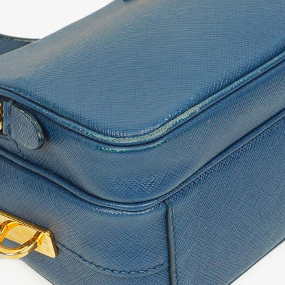 Prada Bleuette Saffiano Lux Umhängetasche mit Doppelreißverschluss