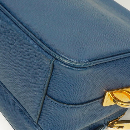 Prada Bleuette Saffiano Lux Umhängetasche mit Doppelreißverschluss