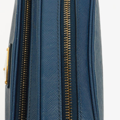 Prada Bleuette Saffiano Lux Umhängetasche mit Doppelreißverschluss
