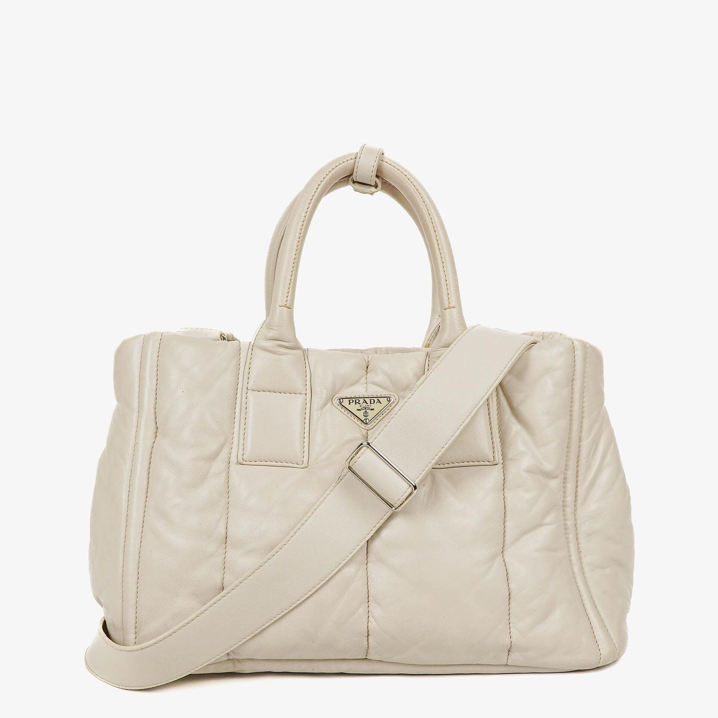 Prada Bomber Talco Top-Handle-Tasche aus gestepptem Nappaleder