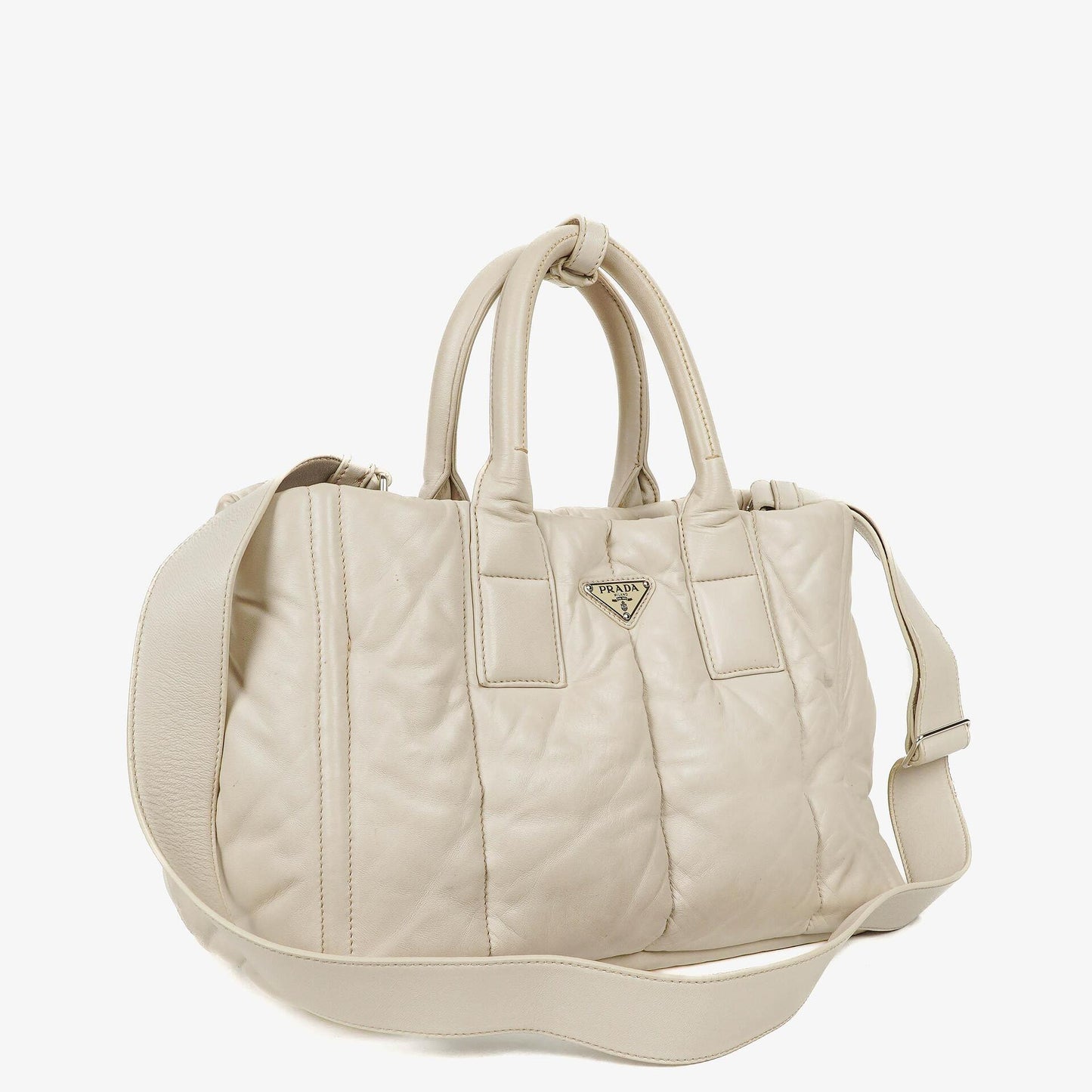 Prada Bomber Talco Top-Handle-Tasche aus gestepptem Nappaleder
