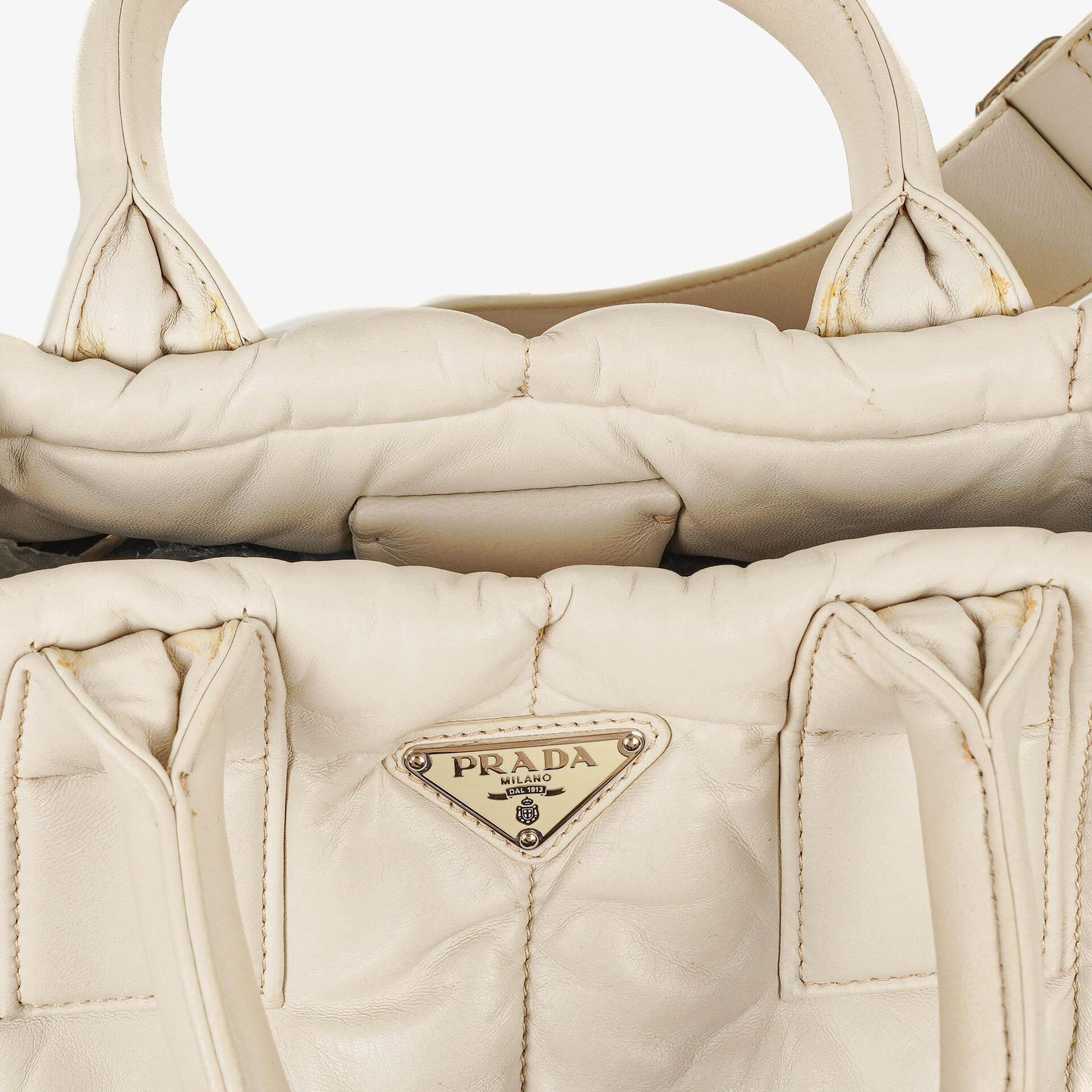 Prada Bomber Talco Top-Handle-Tasche aus gestepptem Nappaleder