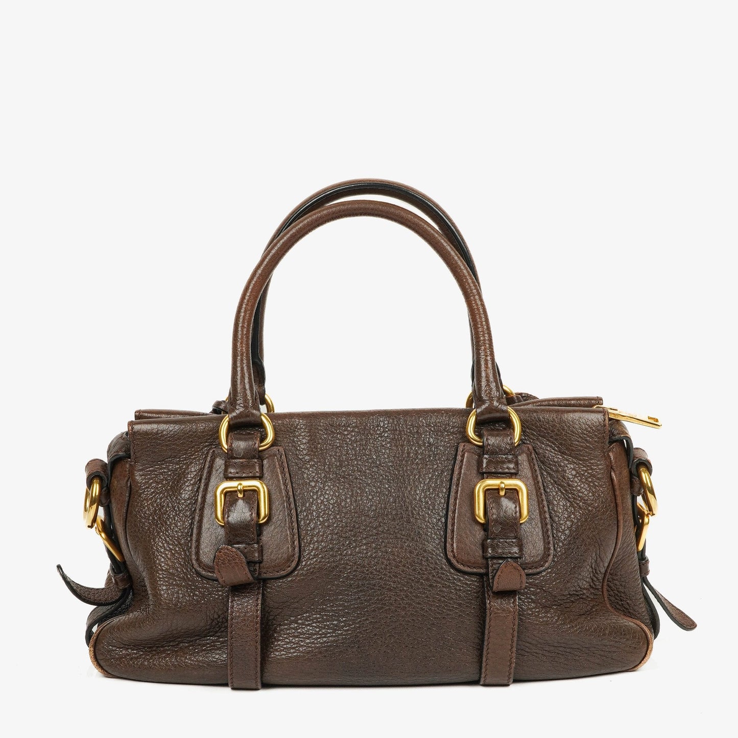 Prada Satchel Tasche aus braunem Cervo Leder
