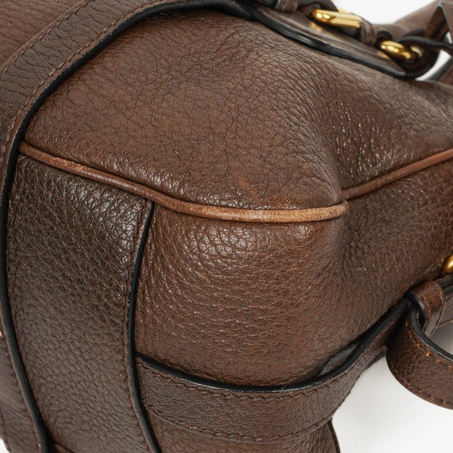 Prada Satchel Tasche aus braunem Cervo Leder