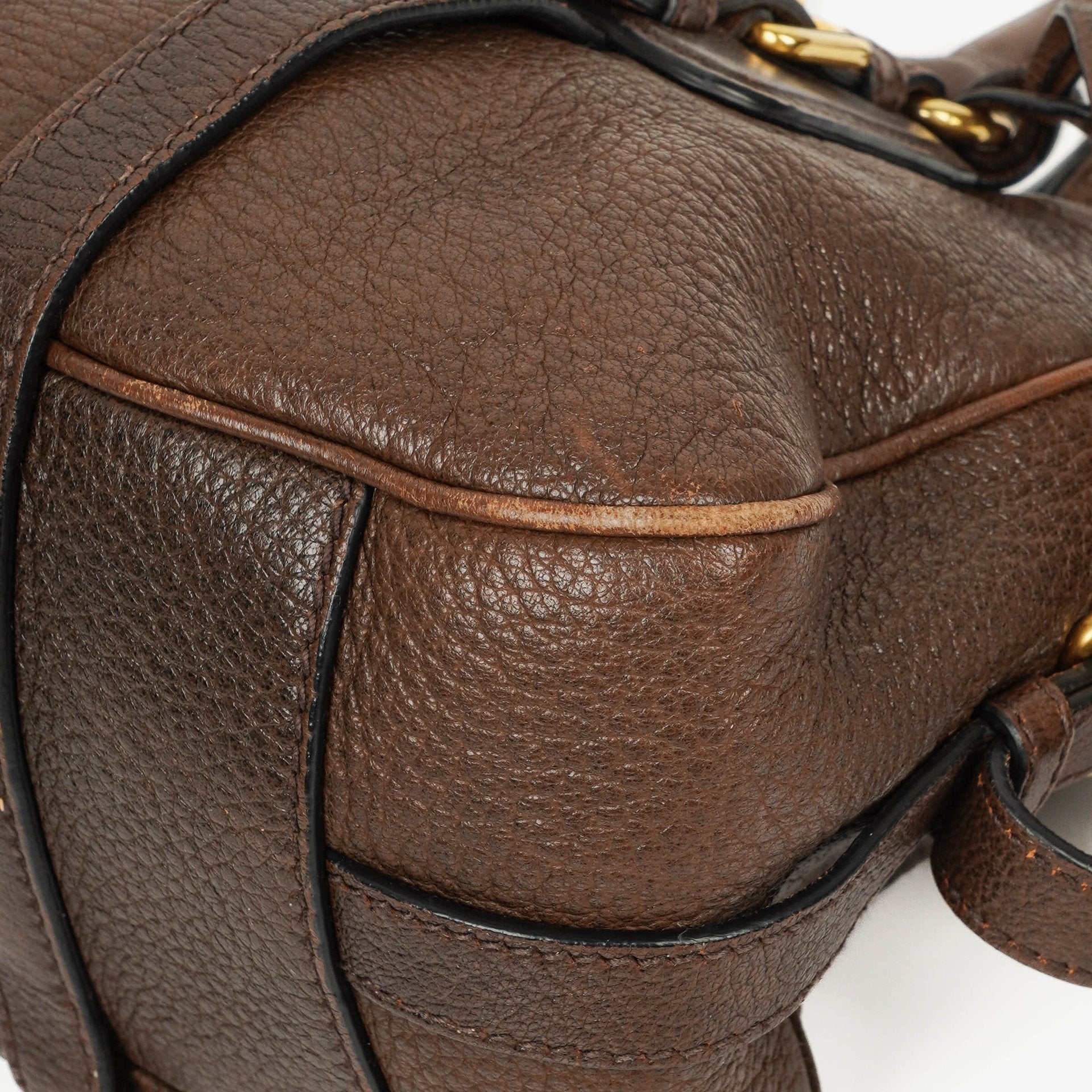 Prada Satchel Tasche aus braunem Cervo Leder