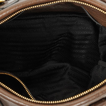 Prada Satchel Tasche aus braunem Cervo Leder