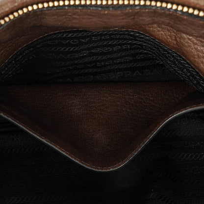 Prada Satchel Tasche aus braunem Cervo Leder