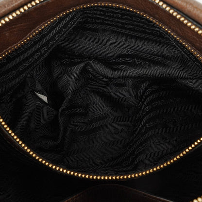 Prada Satchel Tasche aus braunem Cervo Leder