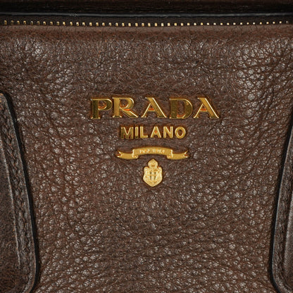 Prada Satchel Tasche aus braunem Cervo Leder