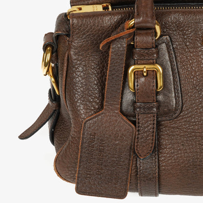 Prada Satchel Tasche aus braunem Cervo Leder