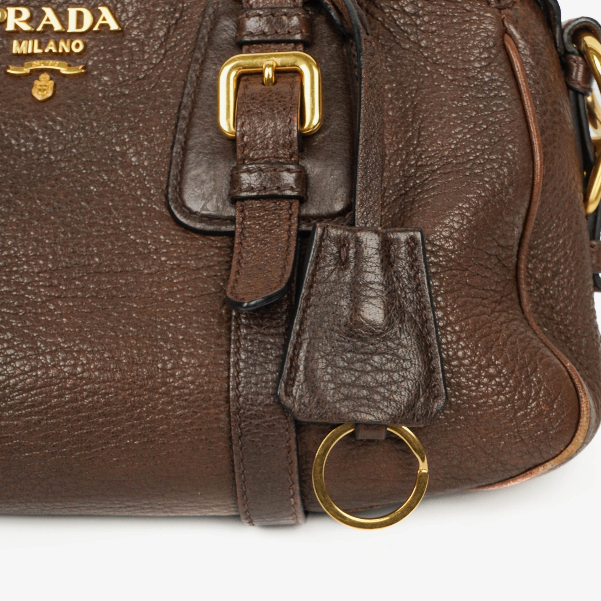 Prada Satchel Tasche aus braunem Cervo Leder