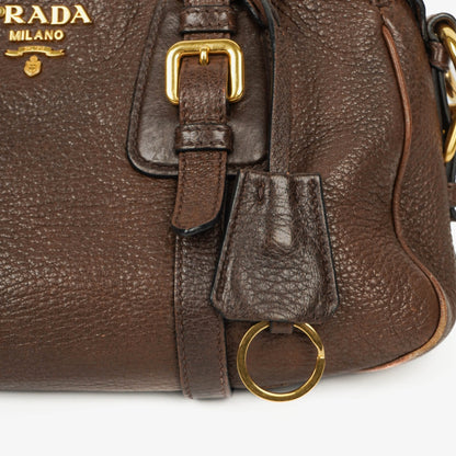 Prada Satchel Tasche aus braunem Cervo Leder