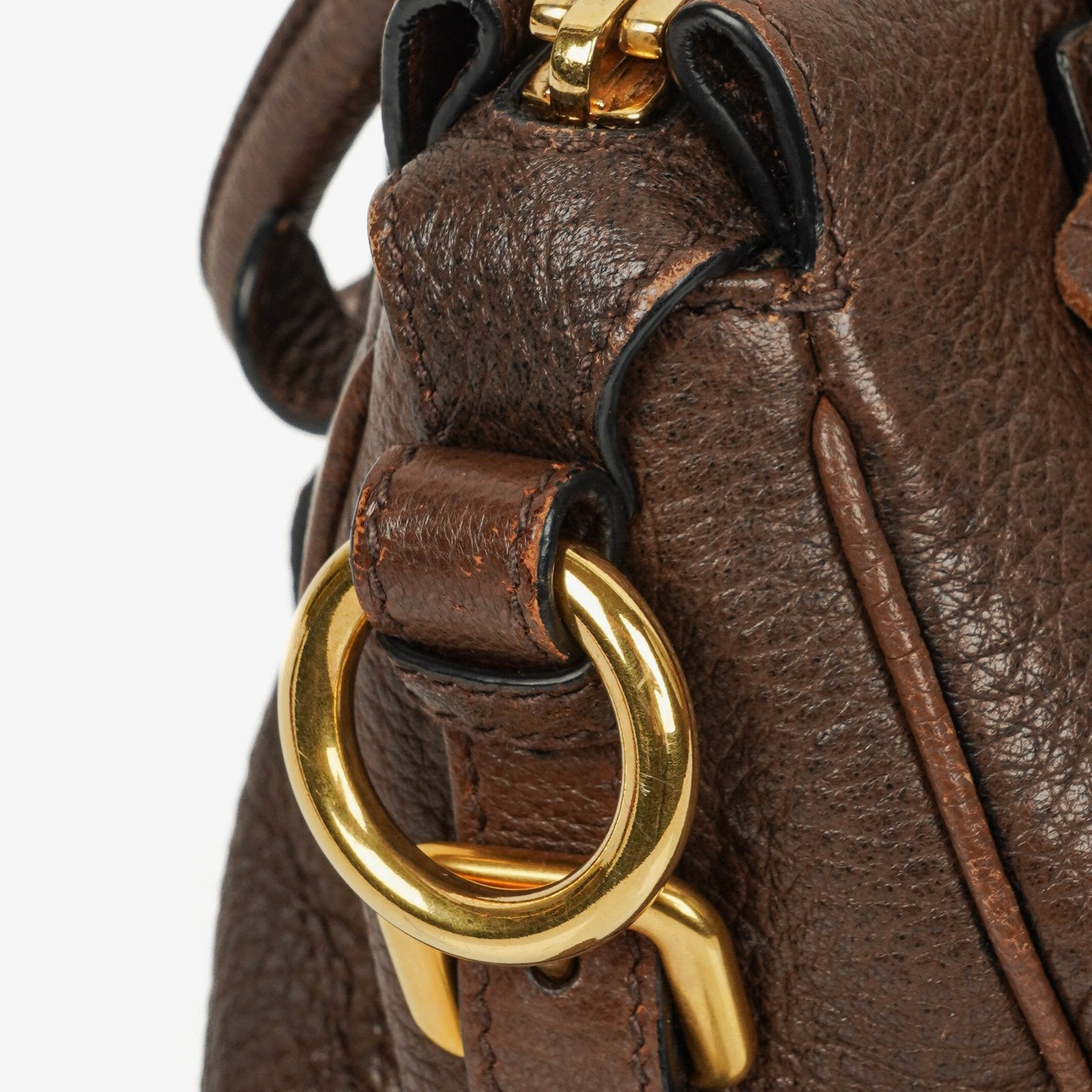 Prada Satchel Tasche aus braunem Cervo Leder