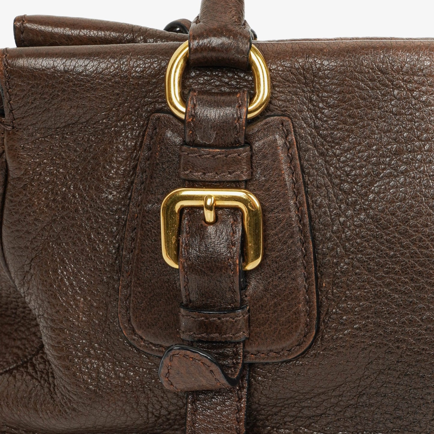 Prada Satchel Tasche aus braunem Cervo Leder