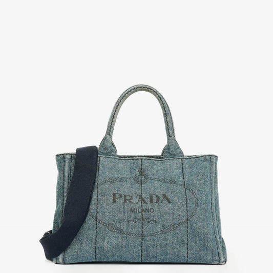 Prada Denim Logo Tote Bag