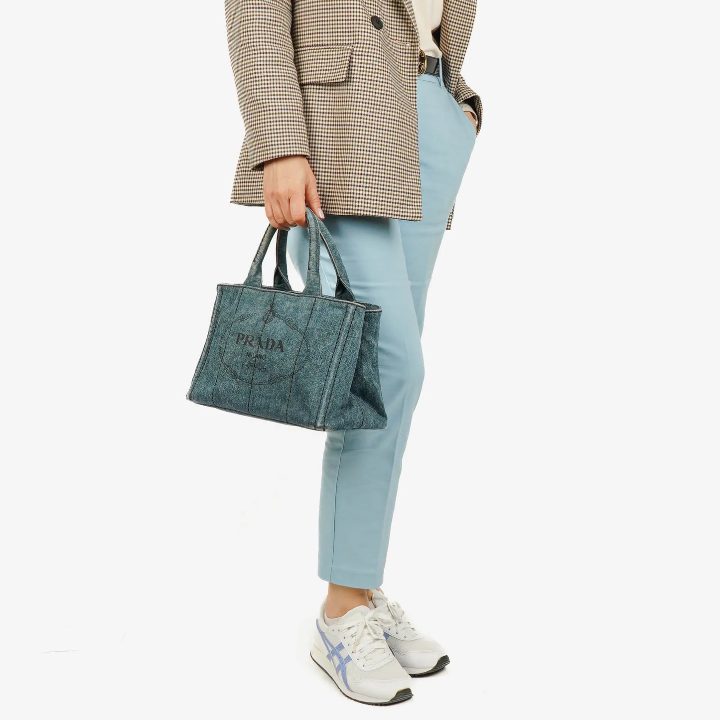 Prada Denim Logo Tote Bag