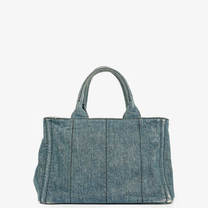 Prada Denim Logo Tote Bag